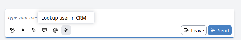 CRM lookup button in chat input